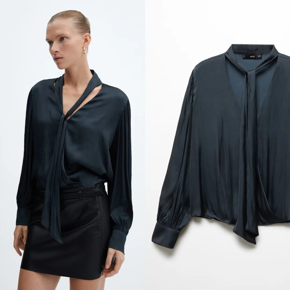 MANGO Bow tie blouse - Picture 1 of 6